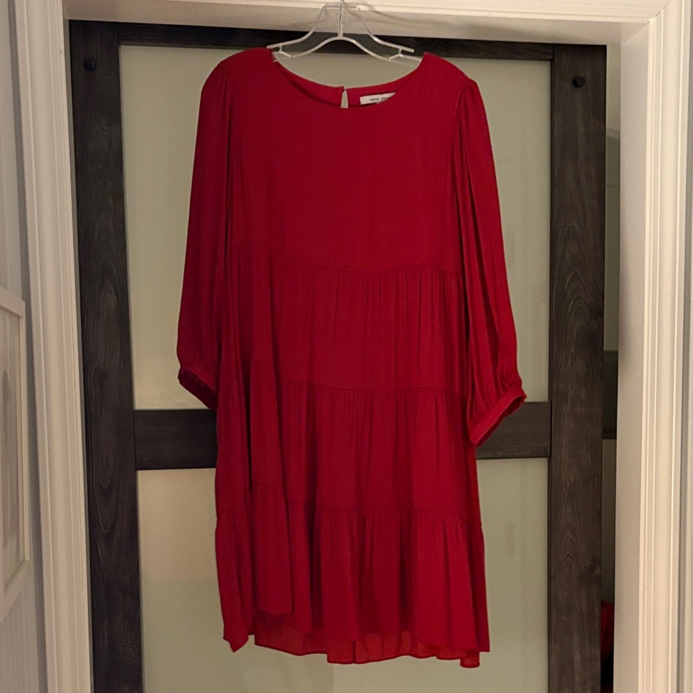 Naked Zebra Vibrant Red Long Sleeve Dress